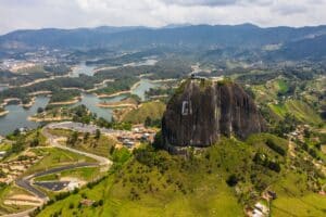 aerial view landscape rock guatape piedra del penol colombia scaled